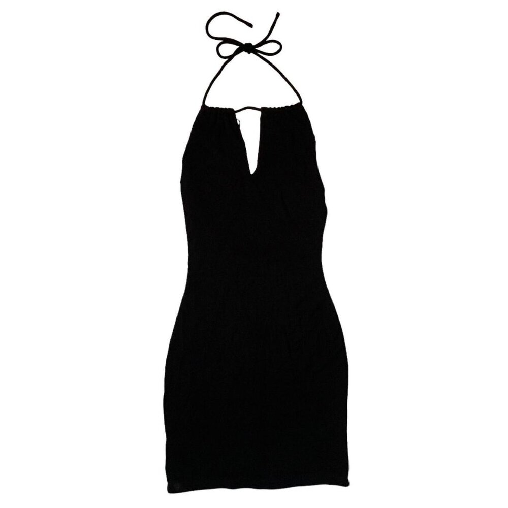 White Fox Black Slinky Dress